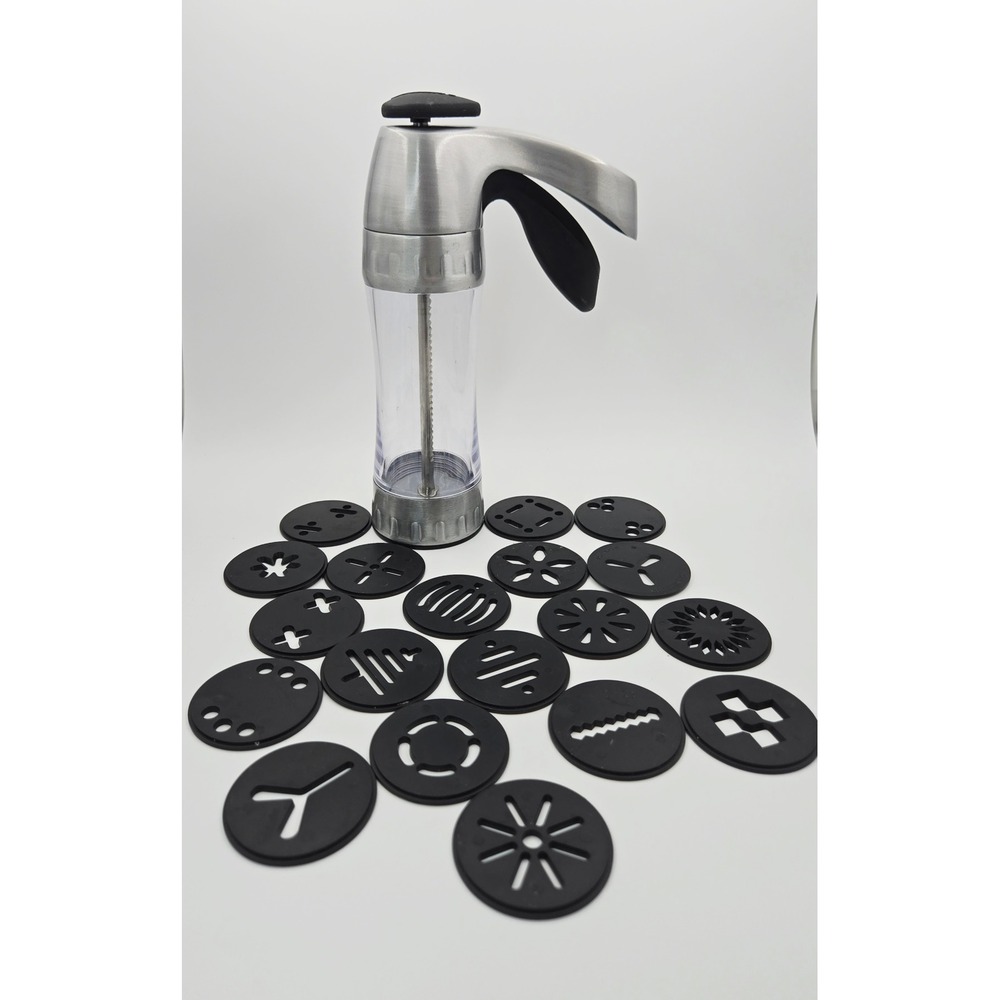 Wilton Cookie Pro Ultra II Cookie Press Stainless Steel with 19 Disks